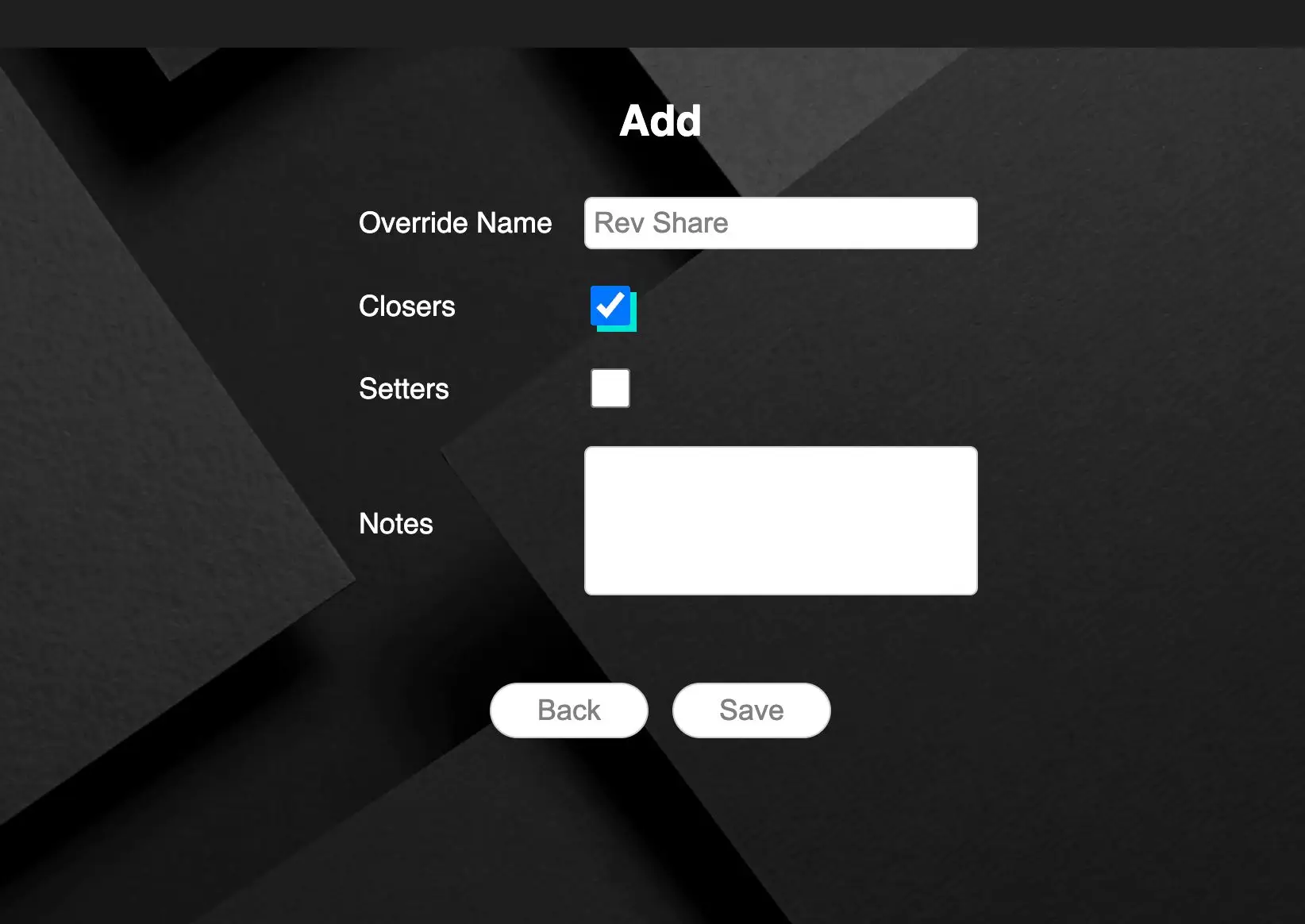 STAKT Add Compensation Structure Screen